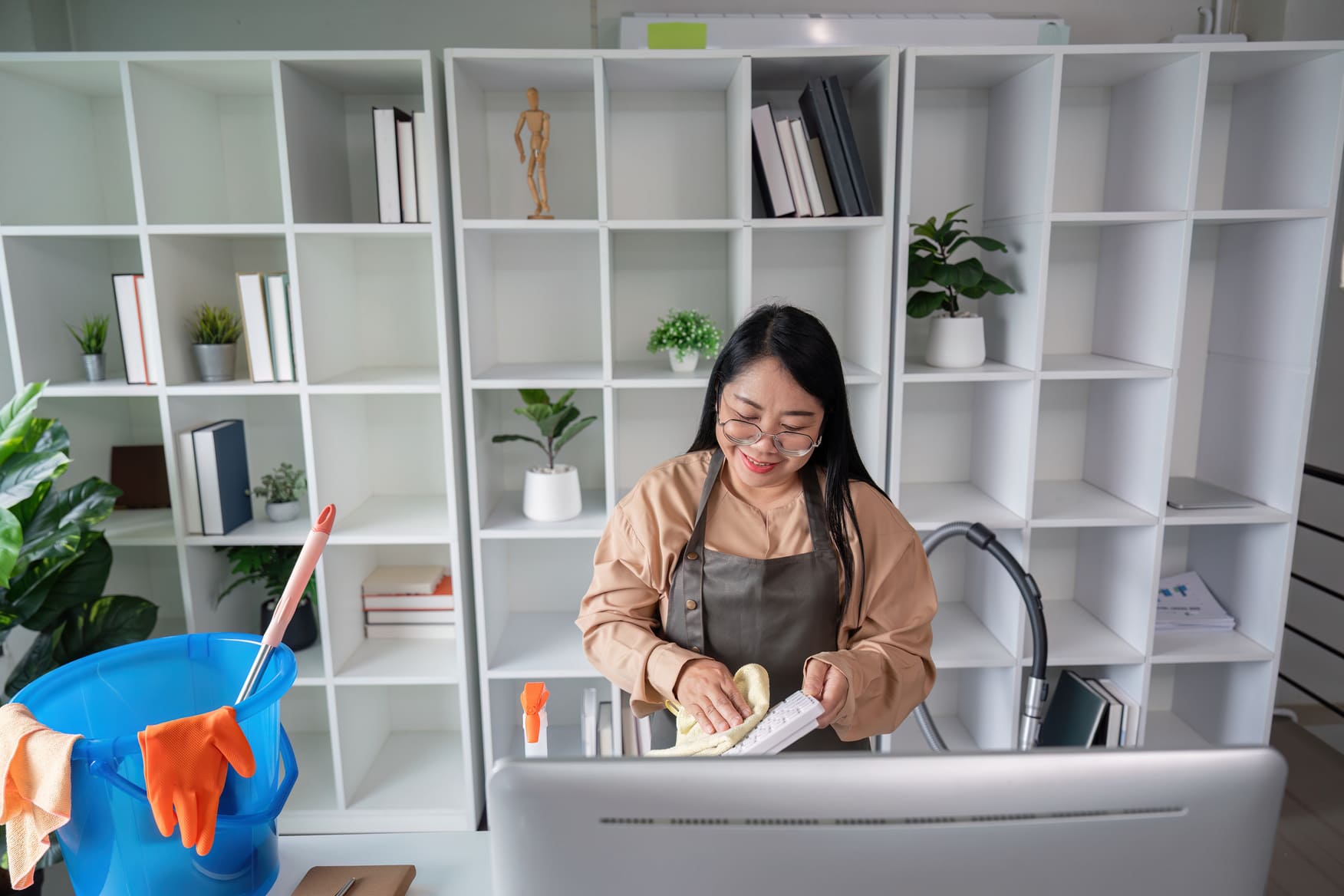 Daily cleaning services for business centers performed by experts in professional office environments.