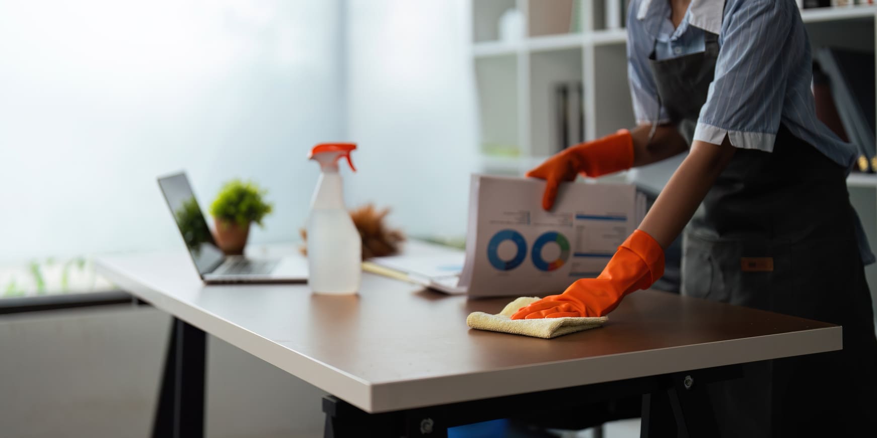 Routine maintenance for office spaces performed by experts in professional office environments.