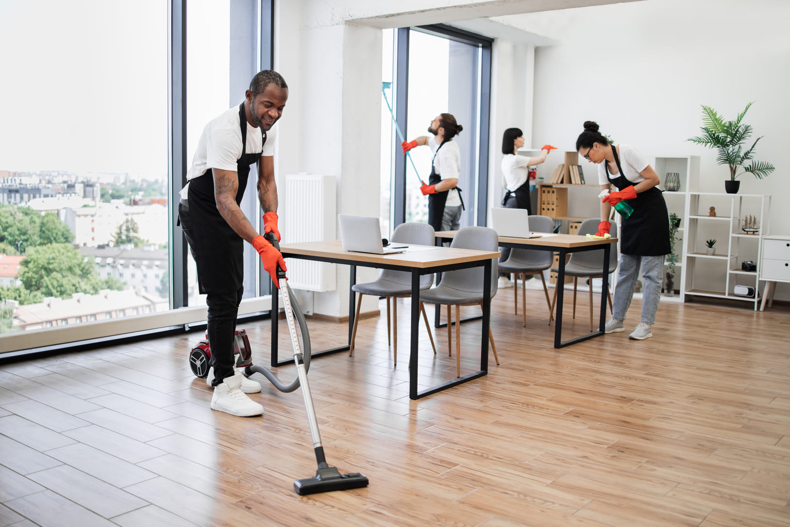 Specialized cleaning services for professional office buildings performed by experts in professional office environments.